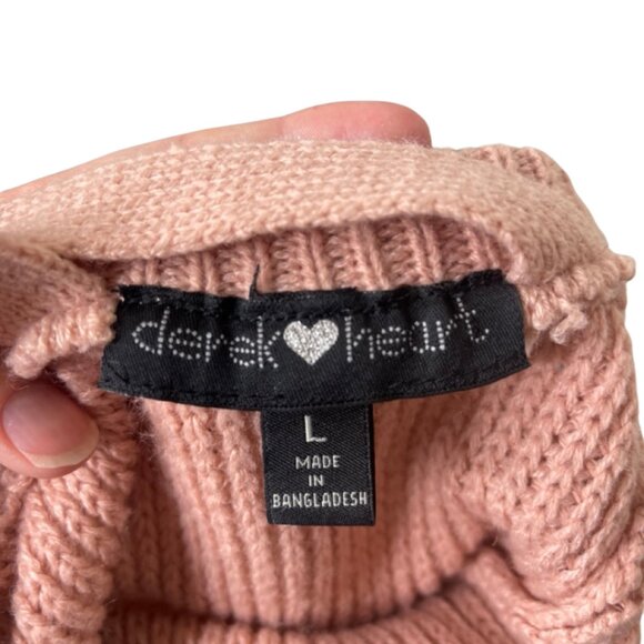 DEREK HEART | Pink Cropped Cross Back Sweater | Size L - Picture 6 of 10